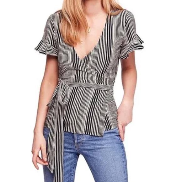 Free People Tops - Free People Striped Wrap Top Size Large